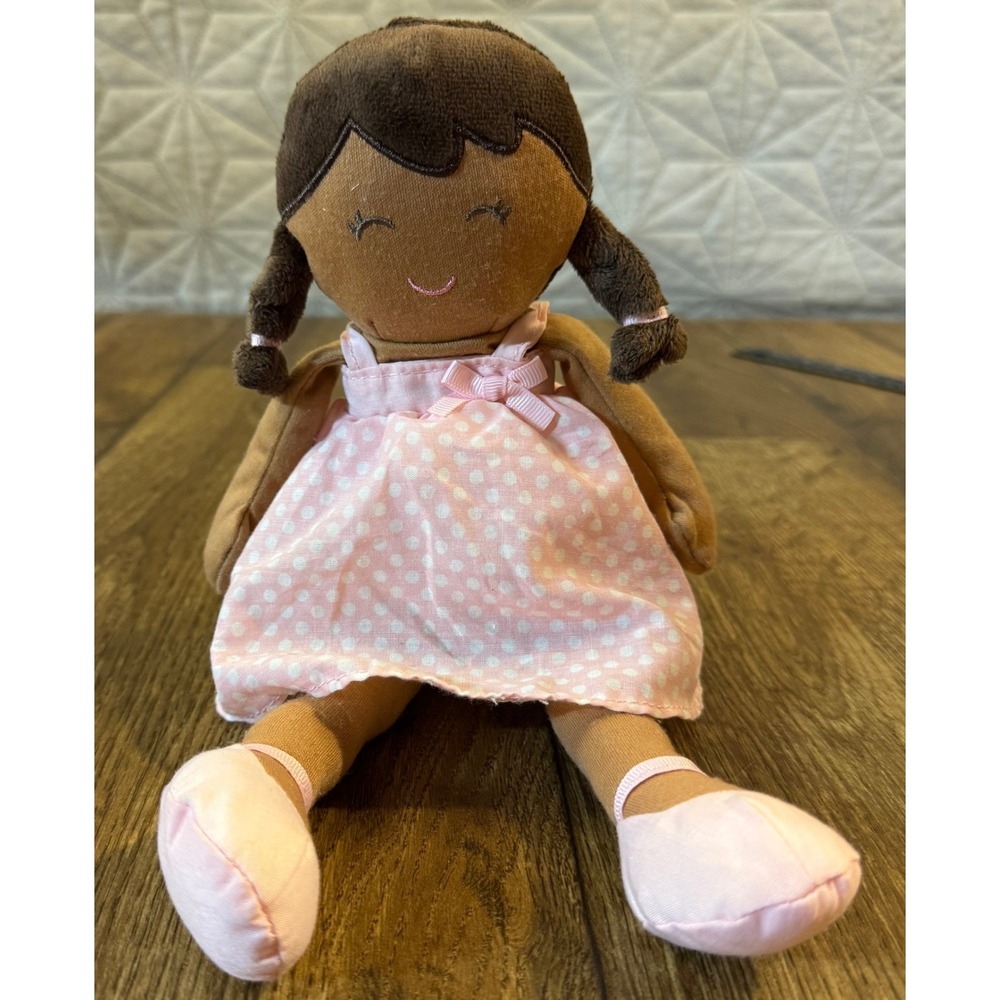 Carter's Plush Doll Pink Polka Dot Dress African American Black‎ Hair 2014
